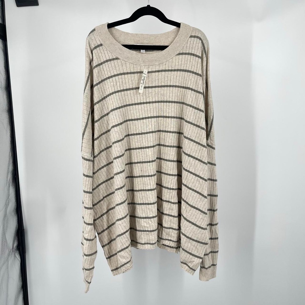 Madewell Women's Striped Minimalist Sweater Top 4X New Cozy Boho Fall Neutral